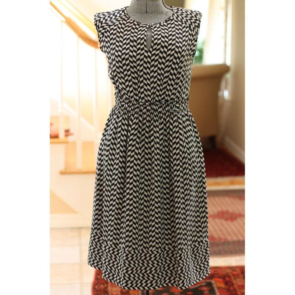 J. CREW Black and White Zig Zag Checkered Dress